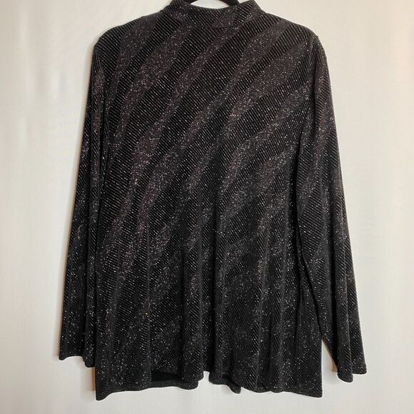 Onyx Nite Black Gorgeous Holiday Cruise Jacket Beautiful Sparkles Long Lines 2X - Picture 2 of 13